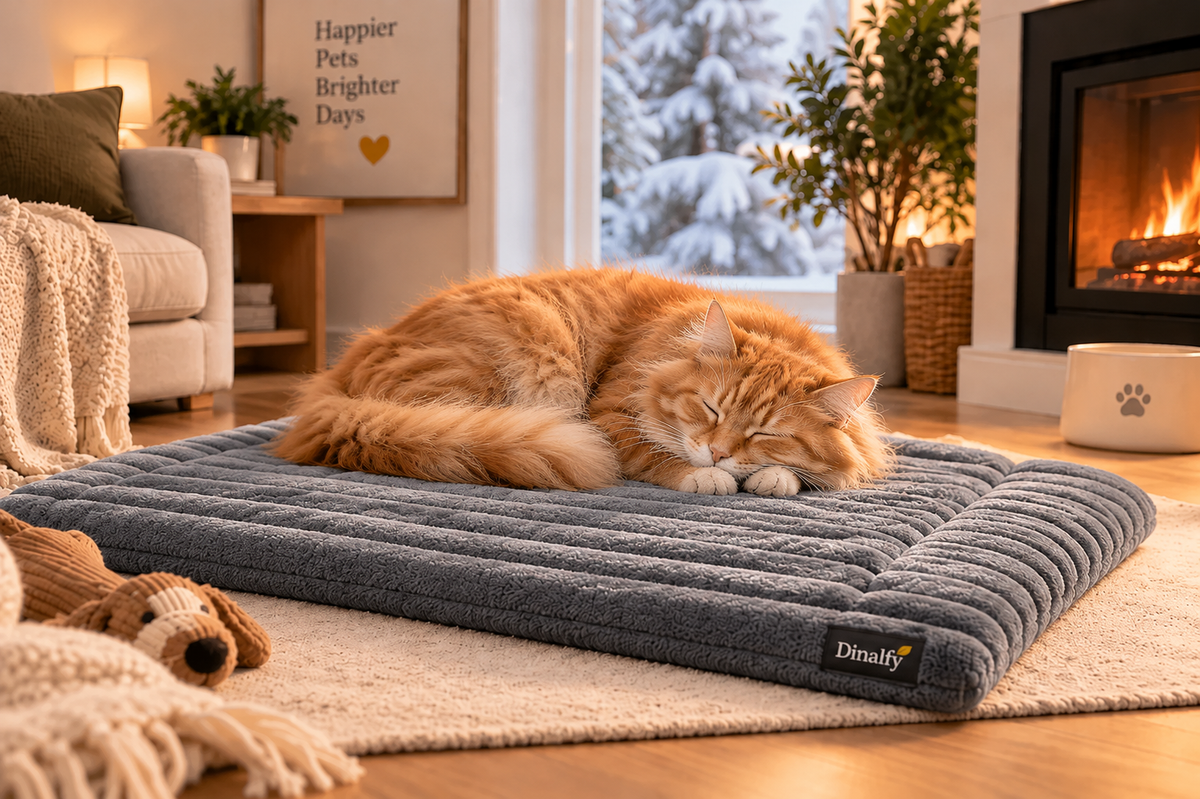 Pet resting comfortably on the WarmNest pad