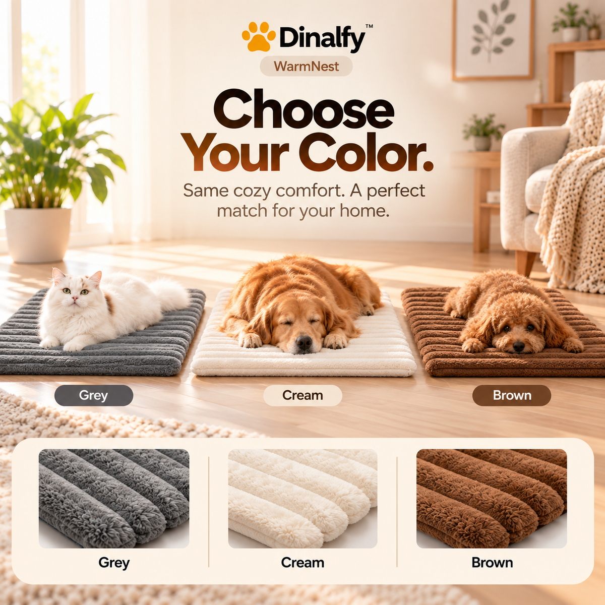 Dinalfy™ WarmNest Self Warming Pet Pad
