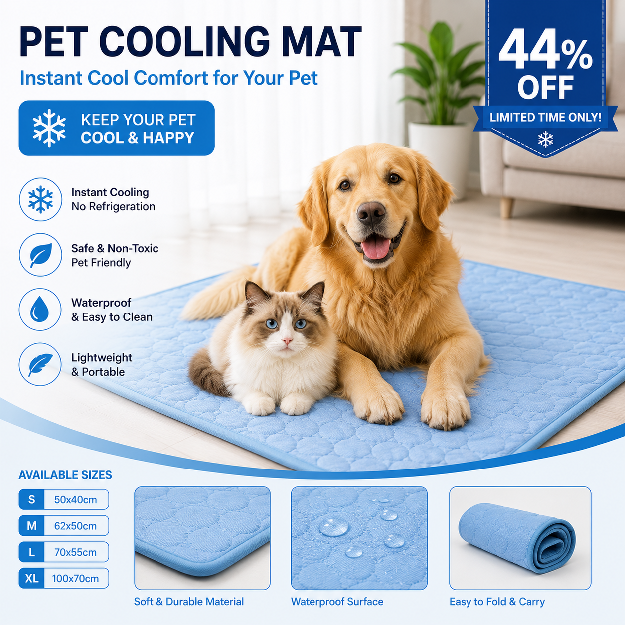Dinalfy™ IceSilk Cooling Mat for Dogs & Cats